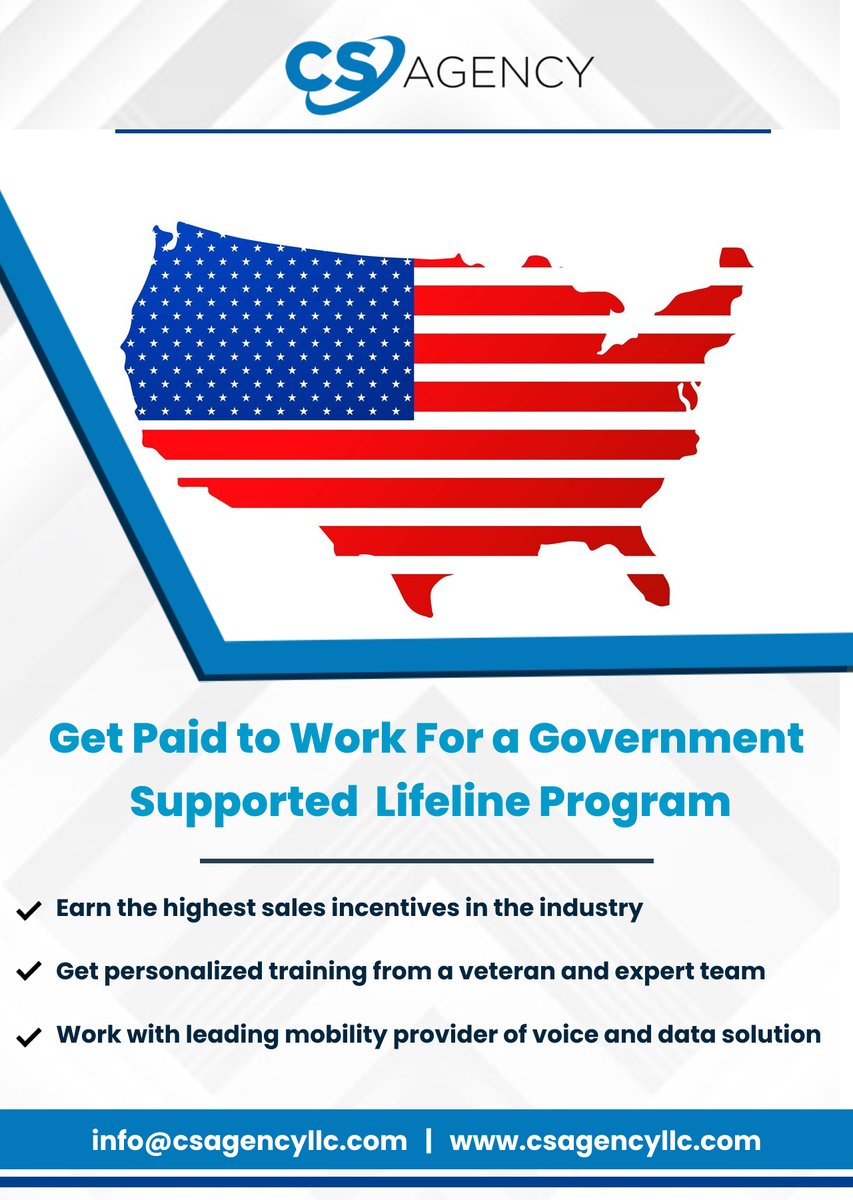 CSAgencyLLC's tweet photo. You can join CS Agency Salesforce for the lifeline phone services and ACP. The lifeline cell phone program offers service across the United States  - https://t.co/I4ErWMyrVY

#CSAgencyWireless #ACP #ACPService #LifelineAgents #CSAgencyLLC #CSAgencyISO #CSAgencyLifeline #FreePhone https://t.co/UpG4wAUgsY