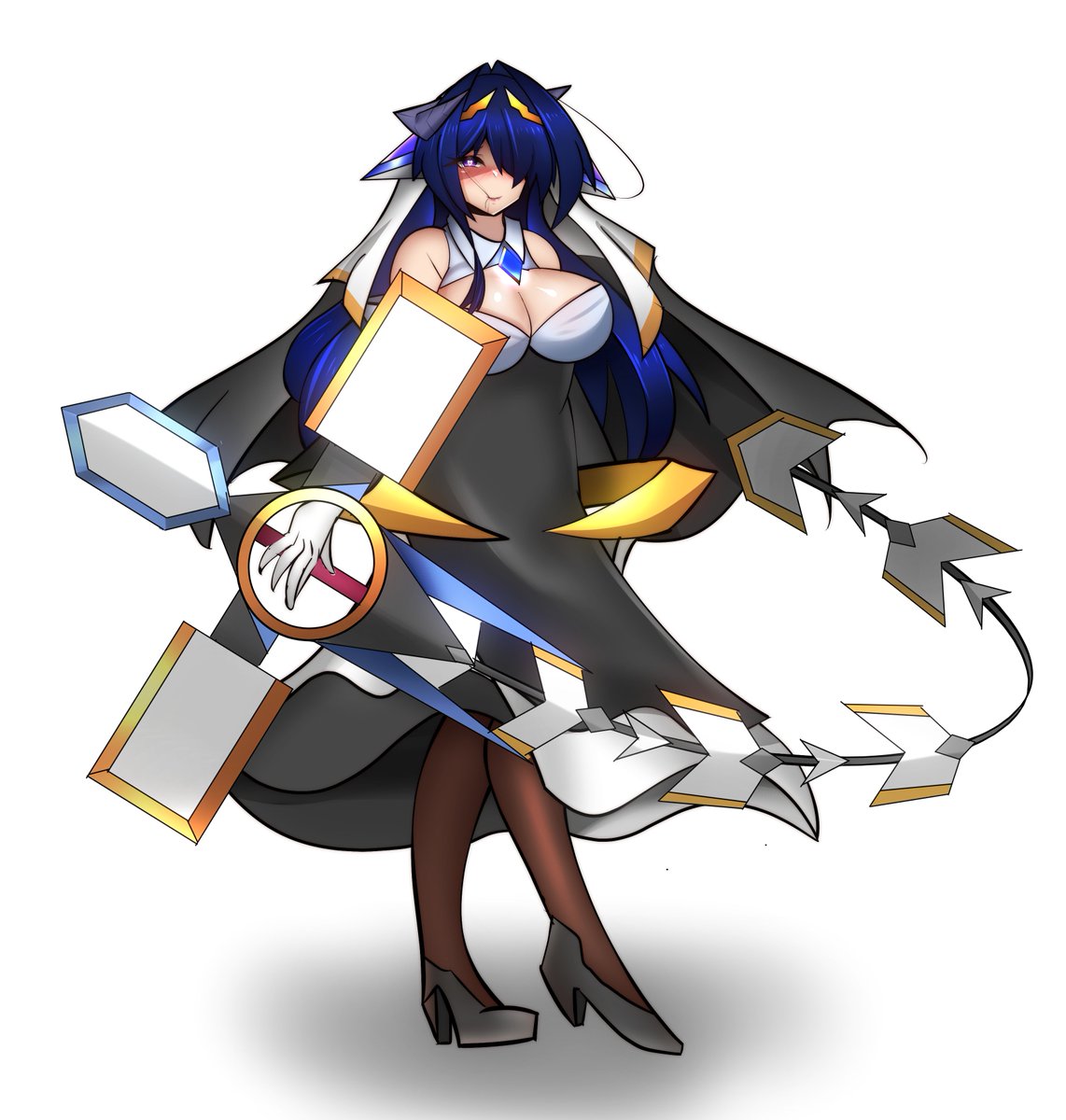 ○ロザリアオラトリオ
愛を願うシスターフォーム。
テーマカラーは藍。
愛する者たちを見ると手を合わせる心優しき姿。傷つくものを癒す。
が、愛する者(優弥)に触れられると胸の枷が壊れて自らの愛を邪魔する者を敵味方問わず攻撃し始める。
なぜかルーシャは対象外。
武器は盾にもなる十字架蛇腹剣 