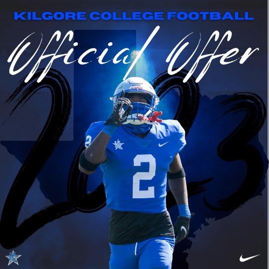 Thankful to receive an official offer to Kilgore College!
@KC_MTXE @CoachAlexander_  @JUCOFFrenzy @JuCoFootballACE #agtg @PrepRedzoneTX @RSSRecruits @RSS_RangersFB @CoachSGZ @_CameronYoung @CoachNelson_