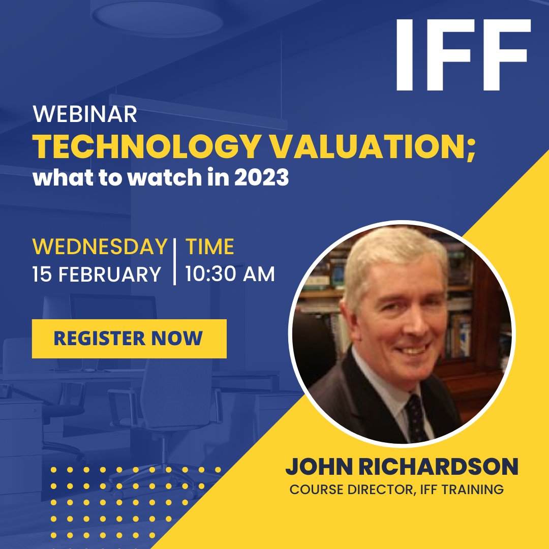 📢 FREE #Webinar: This February, hear from renowned industry expert, John Richardson on the topic: #Technology #valuation; what to watch in 2023. Register now: zoom.us/webinar/regist… See you online!