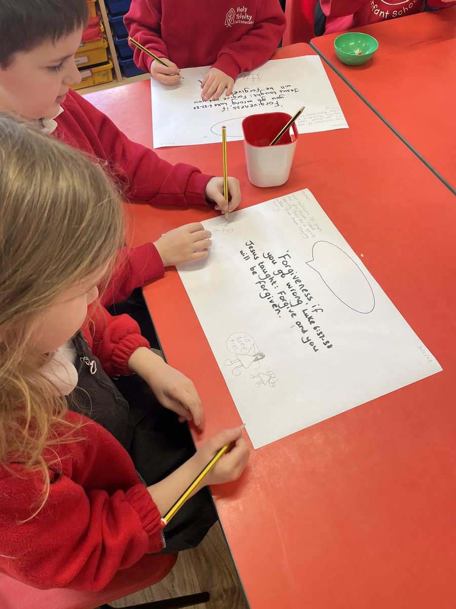 KS1 children thinking about one of our school values in RE - forgiveness. Lots of fantastic discussion and ideas about being forgiven #schoolvalues #forgiveness #saysorry #understandingchristianity