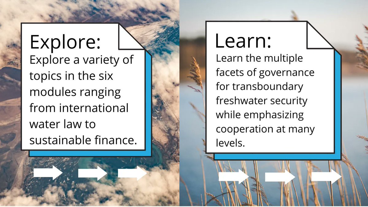 SDG_Academy's tweet photo. Take a deeper look into the course "Governance for Transboundary Freshwater Security" with #CourseHighlights! A great asset for @theGEF professionals and water practitioners interested in water governance.
Developed by @siwi_water, @ihedelft, @GWPnews ๐ https://t.co/auDSsNuW0B https://t.co/pk5cREO75B