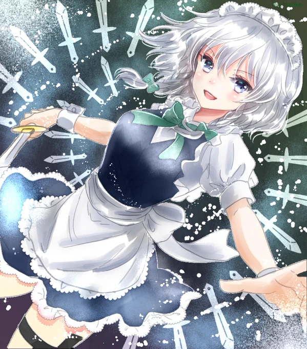 #深夜の真剣お絵描き60分一本勝負咲夜さん描きました!!(+25分) 
