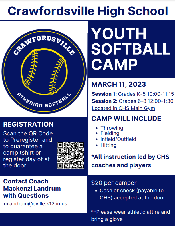 Coach Landrum will be conducting a youth softball camp in March...