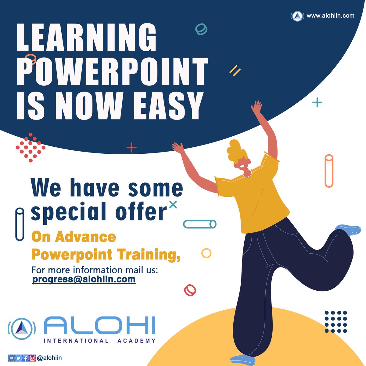 alohiin's tweet image. We are thrilled to announce that the Advanced PowerPoint Presentation workshop is all set and ready to go! 
For more information, please contact us at progress@alohiin.com.
#alohiinternational #powerpointpresentation #virtualcourse #onlinecourse #saudiarabia #oman #kuwait #qatar