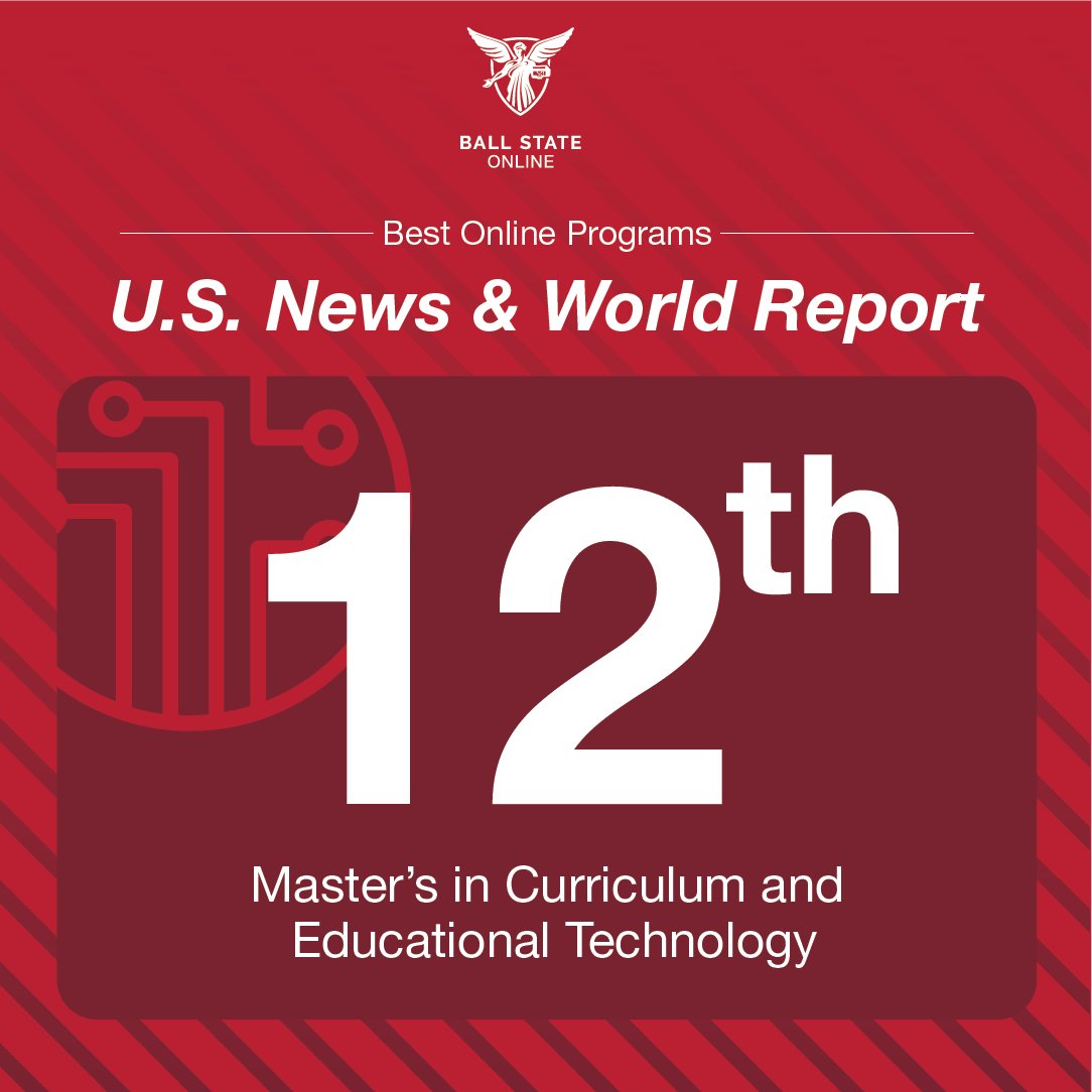 BallStateOnline's tweet image. @ballstatetc does it again!  @USNewsEducation ranked the following grad degrees in education among the #BestOnlinePrograms in the nation. 🏅 

🏆 7th Master’s in Special Ed 

🏆 12th Master’s in Curriculum &amp;amp; Ed Technology  

🏆 12th Master’s in Ed Administration