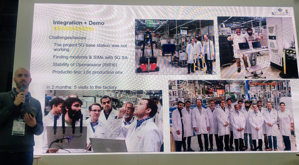 🗣️Now August Betzler from #MobileWirelessInternet at #i2CAT presents the #Bosch factory demonstrator of the <a href="/5G_CLARITY/">5G-CLARITY</a> project, which validates an infrastructure in #Industry40 services in the ability to deliver guaranteed uRLLC services and to provide high precision positioning