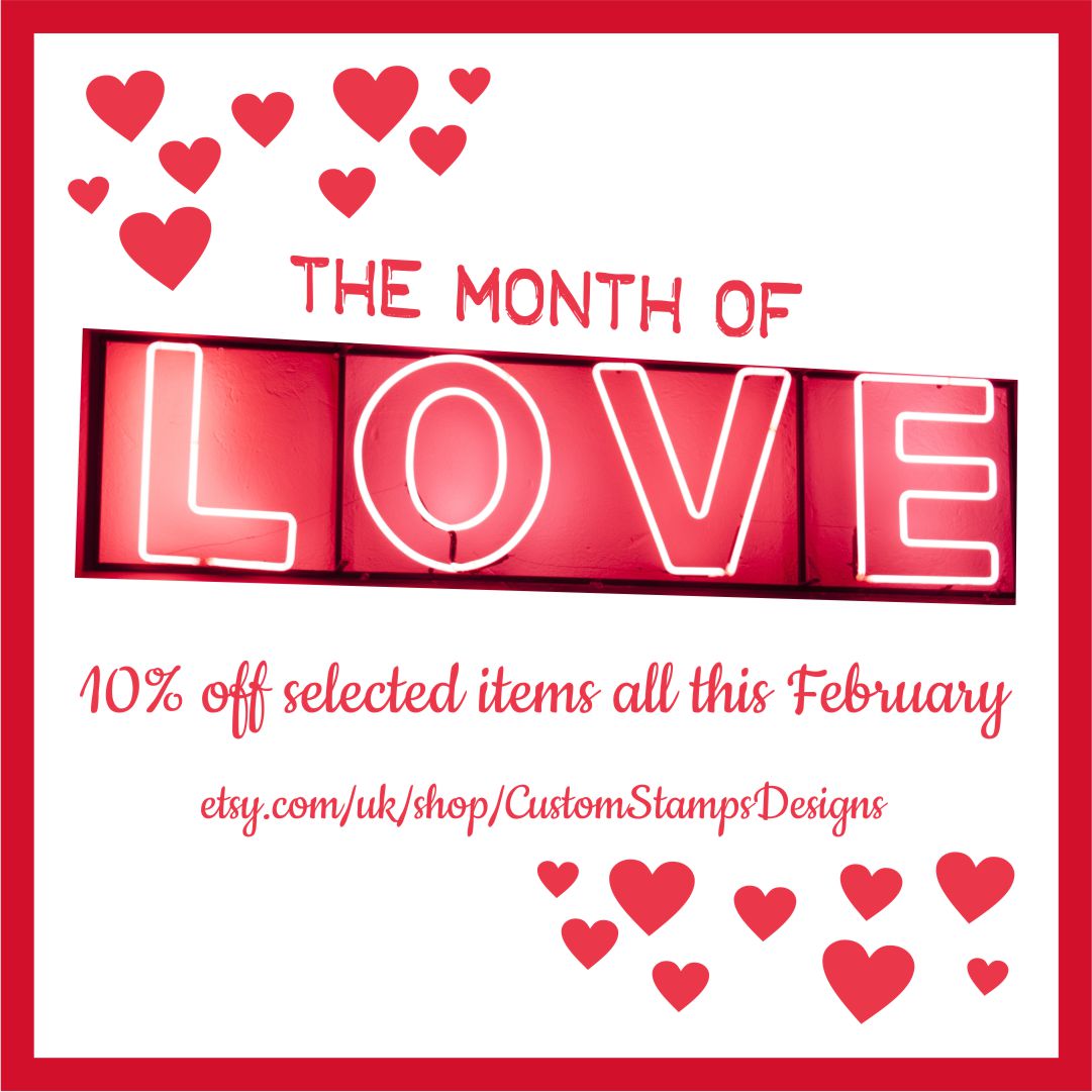 With January almost over, it's time for another sale over on our Etsy store ❤❤❤

etsy.com/uk/shop/Custom…

#etsy #etsystore #etsyseller #clubetsy #etsyfinds #love #lovehearts #rubberstamp #cardmaking #scrapbooking #mailart #sheffieldissuper #ValentinesDay #Sale