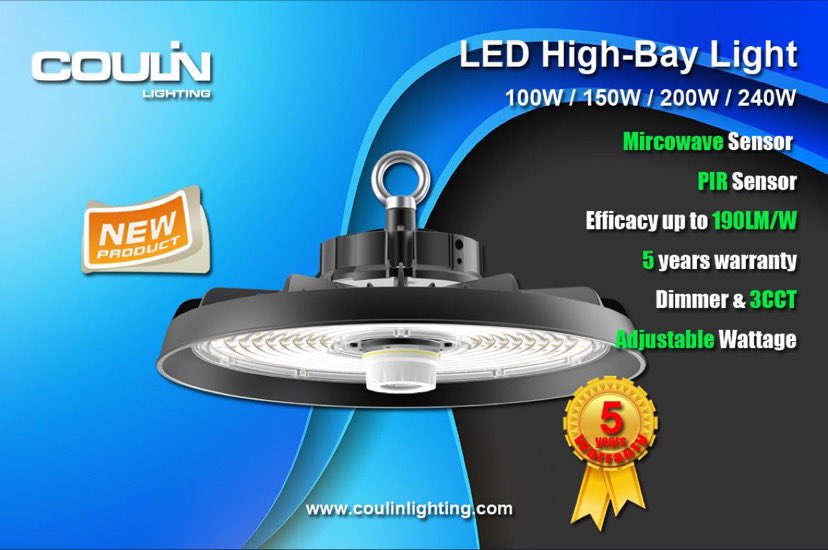 CathyCoulin's tweet image. 5-years warranty LED High-Bay.Microwave Sensor or PIR Sensor is optional. Adjustable Wattage, 3CCT and Dimmable. 190Lm/W

info@coulinloghting.com
WeChat: +8613777193386
coulinlighting.com

#ledhighbay #highbaylight #ledlowbay #lowbaylight #industrial #warehouse #stadium