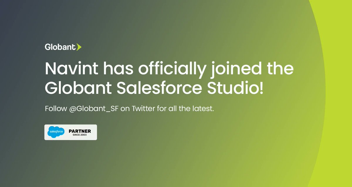 Don't forget💥Navint is now <a href="/Globant/">Globant</a>!

We are very proud today to officially come together with Globant's 2000+ strong global <a href="/Globant_SF/">Globant Salesforce Studio</a> as one team &amp; brand including social media. We hope you continue to follow our team for the latest news: buff.ly/3XCbAmg #weareglobant