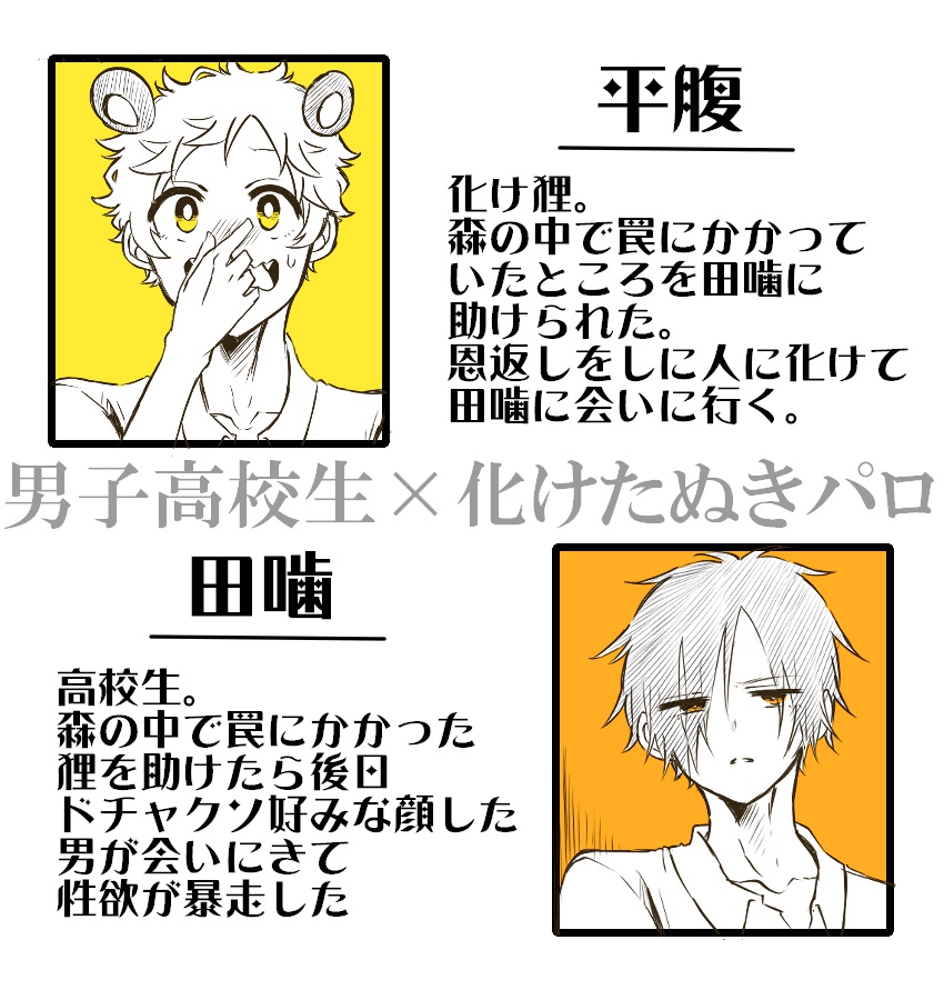 噛腹まんが
※男子高校生×化けたぬきパロ

この後おいしくいただきました 