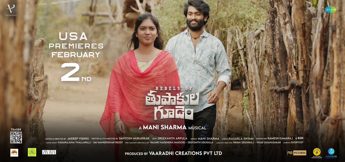 OverSeasRights.Com (@overseasrights) on Twitter photo 2 Days to go
Rebels of #Thupakulagudem USA 🇺🇸 Premieres on Feb2nd
🇺🇸Release thru @villageGroupe
A #Manisharma Musical 🎶
@VaaradhiCreati1 <a href="/jaiyetrimakana/">Jaiyetri Makana</a>
<a href="/PraveenKandela/">Praveen Kandela</a> <a href="/SRIKANTHBUKYA6/">Shrikant Rathod</a> @DeepIntoJai <a href="/SantoshMurarik1/">Santosh Murarikar</a> <a href="/Sreekanth_dop/">Sreekanth Arpula</a>
#RebelsofThupakulagudem
#Thupakulagudem 2 Days to go
Rebels of #Thupakulagudem USA 🇺🇸 Premieres on Feb2nd
🇺🇸Release thru @villageGroupe
A #Manisharma Musical 🎶
@VaaradhiCreati1 <a href="/jaiyetrimakana/">Jaiyetri Makana</a>
<a href="/PraveenKandela/">Praveen Kandela</a> <a href="/SRIKANTHBUKYA6/">Shrikant Rathod</a> @DeepIntoJai <a href="/SantoshMurarik1/">Santosh Murarikar</a> <a href="/Sreekanth_dop/">Sreekanth Arpula</a>
#RebelsofThupakulagudem
#Thupakulagudem