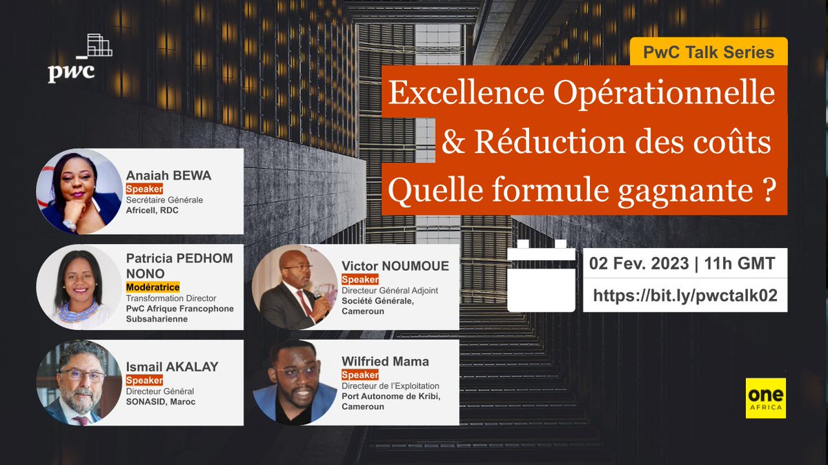 PwcAFSS's tweet photo. JJ-2 | Rendez-vous à ne pas manquez. 😊
📅 02 Février à 11h GMT
🔗 Réservez votre place dès maintenant au https://t.co/MTGrsbymJg
#ExcellenceOperationnelle #OperationalExcellence
#ReductionDesCouts #CostKilling
#PwCAfriqueFrancophoneSubsaharienne #PwcAFSS https://t.co/TGTo8AcF1c