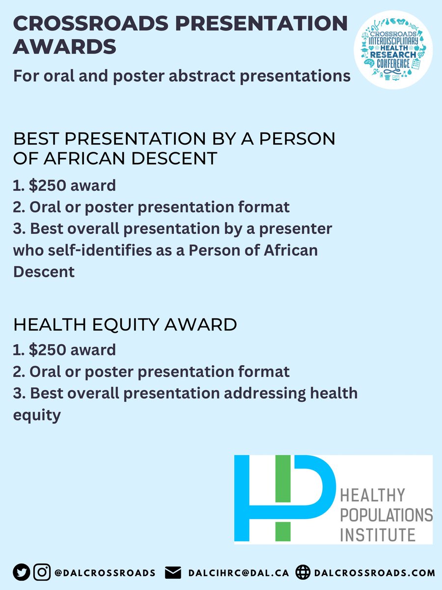 The Crossroads 2023 Planning Committee is proud to present our 8 awards for this year’s conference! Award details and eligibility is listed in each image below. Details on how to apply are in the abstract acceptance email. A big thanks to all of our award sponsors and good luck!