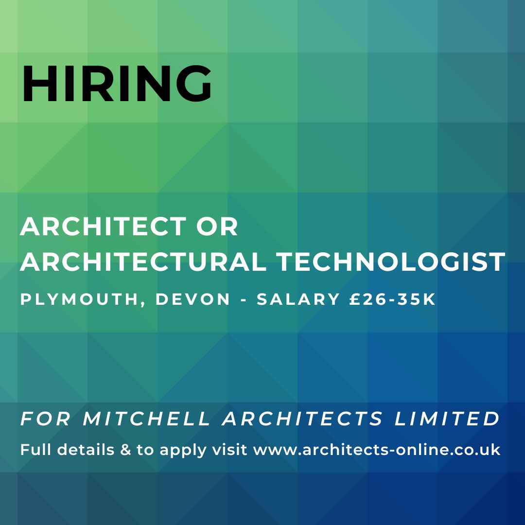Full details and to apply please visit our website architects-online.co.uk/jobs/architect… for @MitchellArch #architect #architecturaldesign #Recruiting #hiring #nowhiring #architecturaljobs #technologist #hiringnow #latestjobs #architecture #jobalert #plymouth #devon
