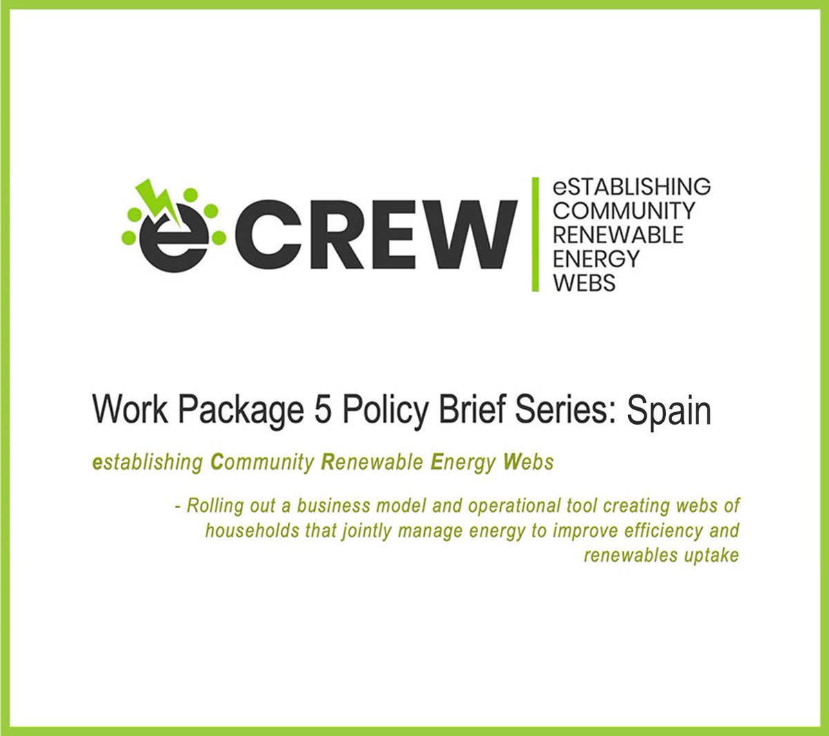 eCREW (@peakapp_eu) on Twitter photo Spain Policy Brief has been prepared by our partner 
<a href="/izmirekonomiuni/">İzmir Ekonomi Üniversitesi</a>
 and is now publicly available through our website! 
#energycommunities #h2020energy #policybrief #policyanalysis #ecrew #energypolicy 
Download the report  ⬇
ecrew-project.eu/wp-content/upl… Spain Policy Brief has been prepared by our partner 
<a href="/izmirekonomiuni/">İzmir Ekonomi Üniversitesi</a>
 and is now publicly available through our website! 
#energycommunities #h2020energy #policybrief #policyanalysis #ecrew #energypolicy 
Download the report  ⬇
ecrew-project.eu/wp-content/upl…