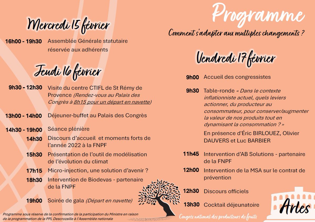 Pour participer au prochain #congrès national des producteurs de #fruits à #Arles, dans les Bouches-du-Rhône, pensez à vous inscrire en remplissant le formulaire dédié : 
docs.google.com/forms/d/e/1FAI…
