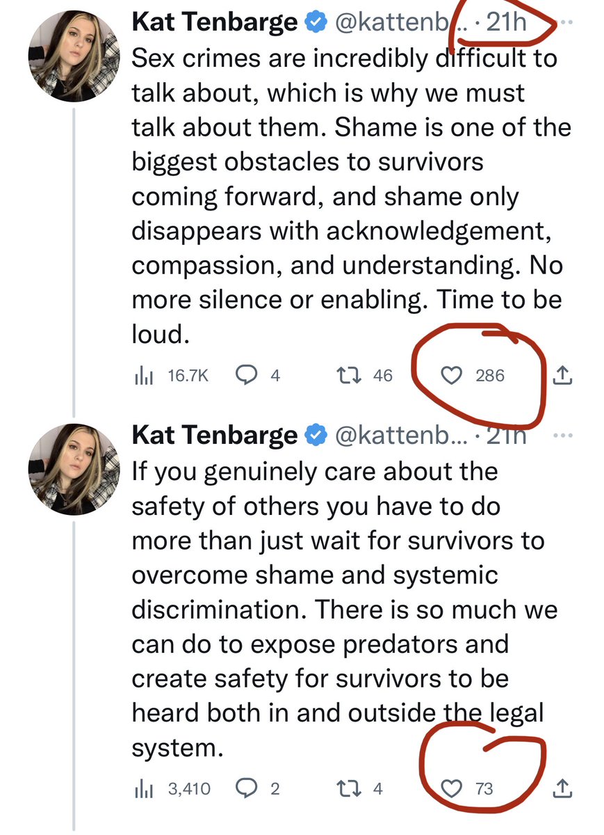 Kat Tenbarge is still trying to be relevant after NBC hired Camille Vasquez. 
Never was relevant to begin with.
70k follows and very few likes on a post in 21 hours. 
Time to move on. 
#JohnnyDeppKeepsWinning #camillevasquez #AmberHeardIsALiar