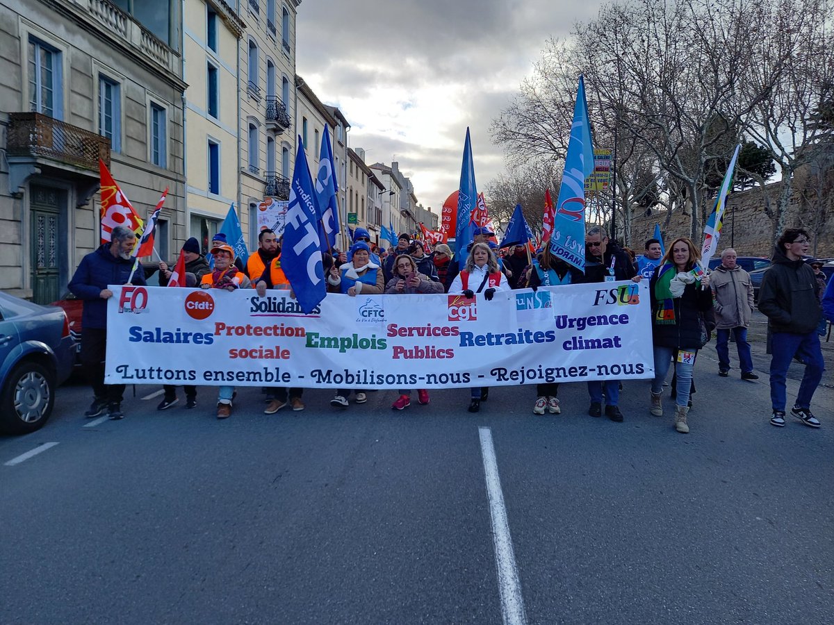 10000 à #Carcassonne  dans l'#Aude pour la #greve31janvier pour dire non à la réforme des retraites.
C'était 8000 pour la #greve19janvier !