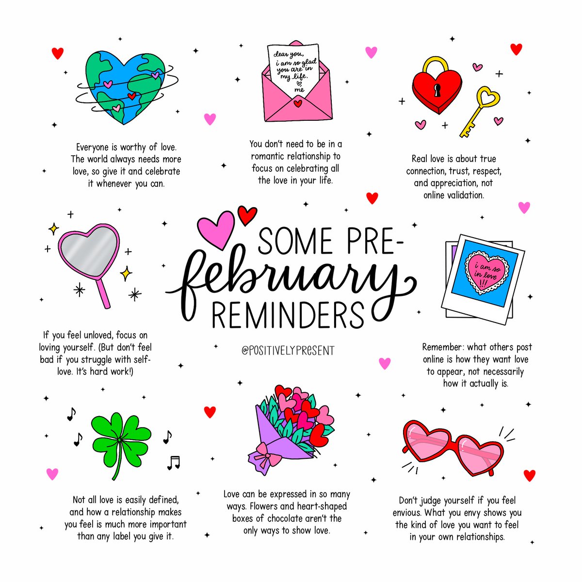 positivepresent's tweet image. A few pre-February reminders for you! 💘