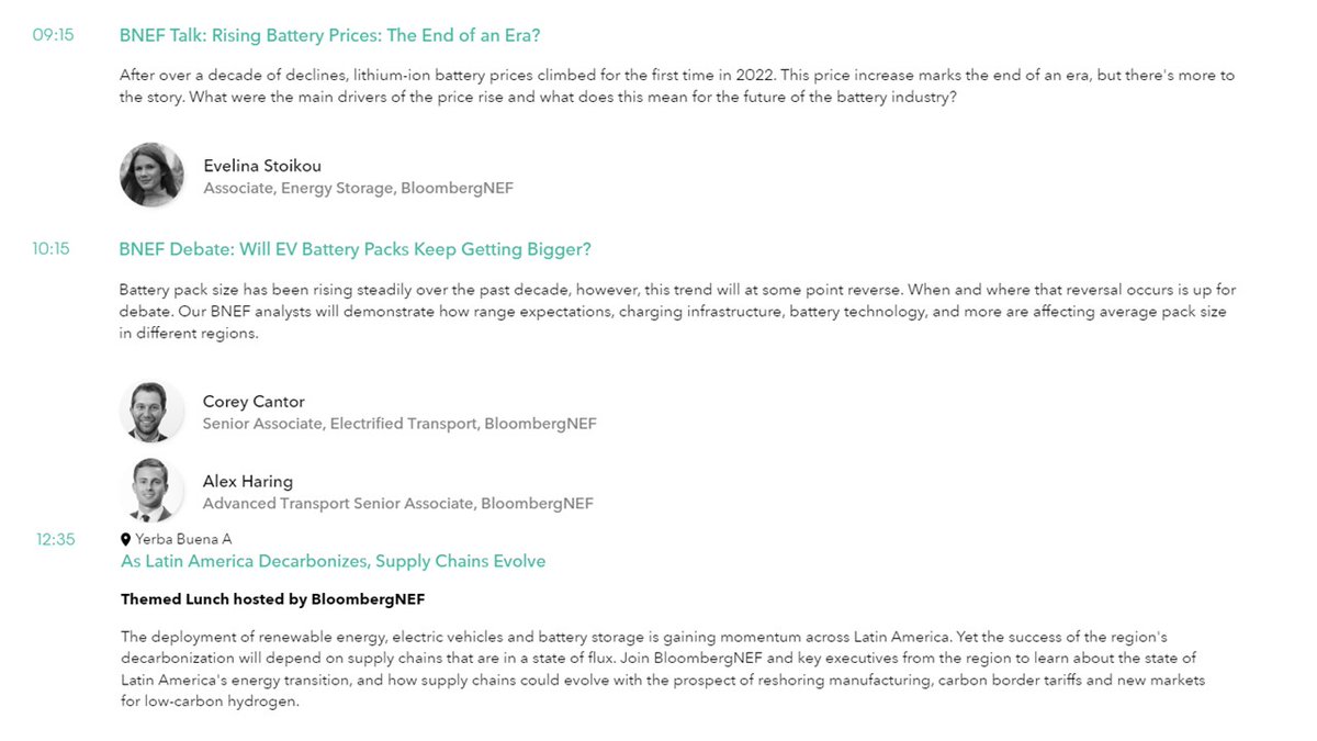 Day 2 of the @BloombergNEF San Francisco Summit will deep dive into batteries & supply chains, here are some session you don't want to miss:
Talk on batteries by @EvelinaStoikou & BNEF debate with @CoreyBCantor 
Tune in at 9:15am SF time here: lnkd.in/enQaKHQi