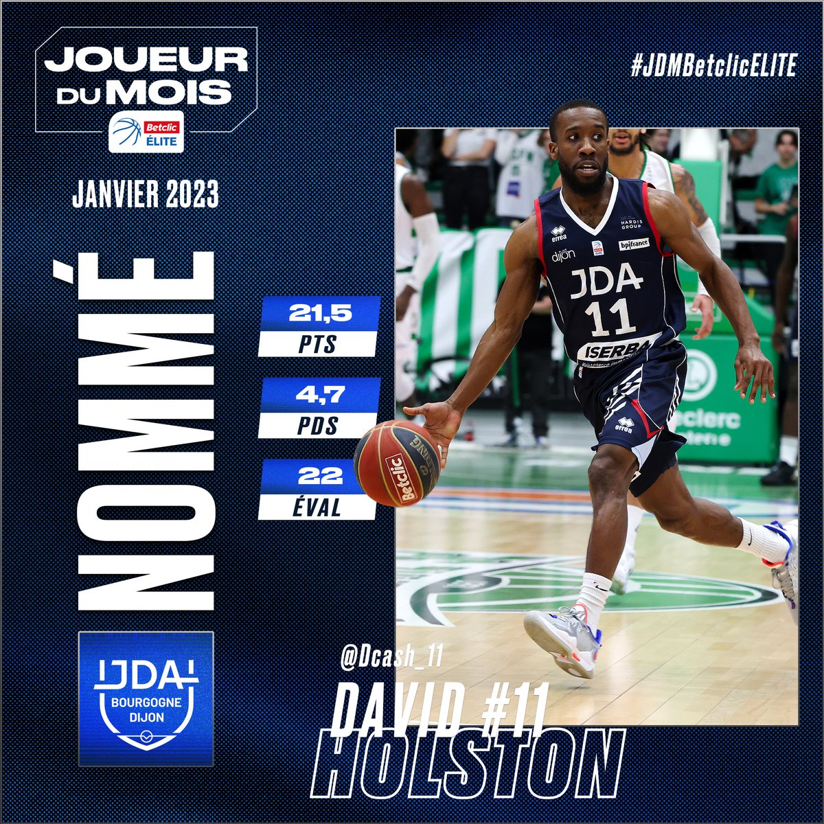 Betclic_ELITE's tweet photo. 👑 David Holston, toujours aussi fort 📈

RT pour voter pour le meneur de la @jdadijonbasket !

#JDMBetclicELITE https://t.co/kPr98zLEOL