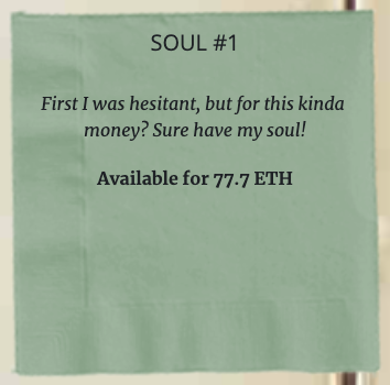 The creator of Charon's Soul / SoulToken has revived the old website! Check out the associated images of each token, which was a napkin! (Similar to EtherRocks where the image was hosted on a website and not on chain). soulnapkins.store