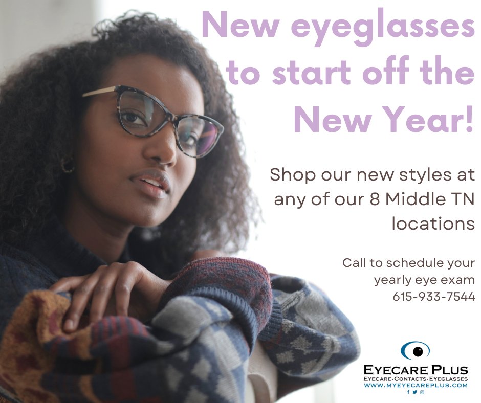 Shop new eyeglasses at any of our 8 Middle TN locations! Call to schedule your appointment 615-933-7544 #eyecare #CoolSpringstn #Antiochtn #Columbia #Clarksvilletn #Hendersonvilletn #Murfreesborotn #columbiatn #GreenHillstn