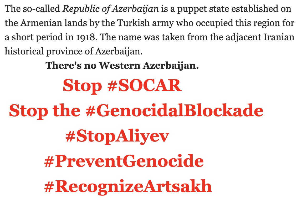 LaNelle64989432's tweet photo. Help stop #FormOfTorture #EndBlockade #PreventGenocide #StopTheDeliberateKillingsOfArmenians #RecognizeArtsakh #SelfDetermination #RightToLive
120k Armenians are being deliberately trapped in the #GenocidalBlockade w/out food, electricity&gas.
2 Genocidal states, 1 nation ๐น๐ท๐ฆ๐ฟ https://t.co/TbtDpYfGfA