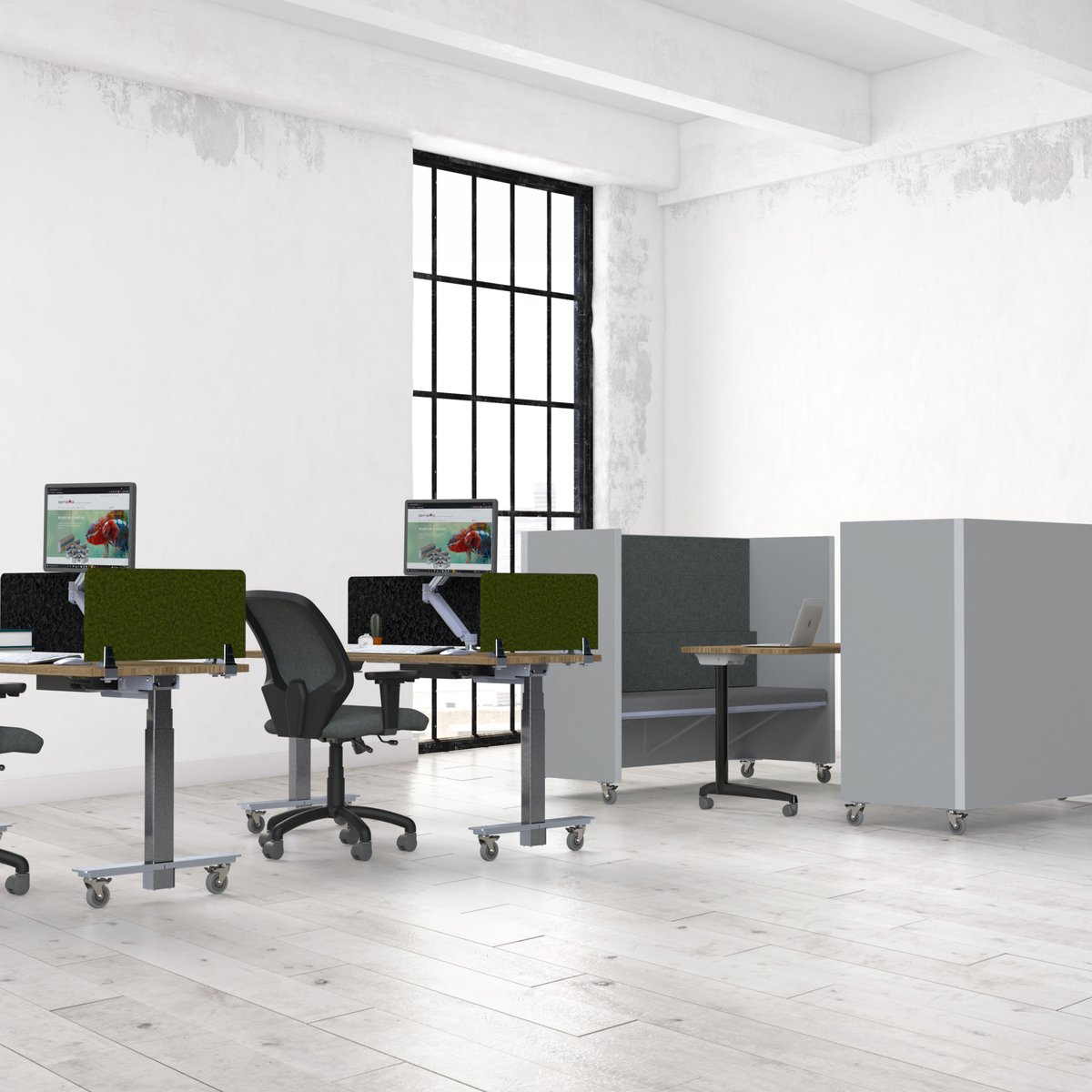 Create a versatile workspace that can adapt to any situation. Whether you need a private workspace, or a comfortable lounge space 

#MobileFurniture #FlexibleFurniture #OfficeDesign #ModernOffice #WorkBetter #HeightAdjust