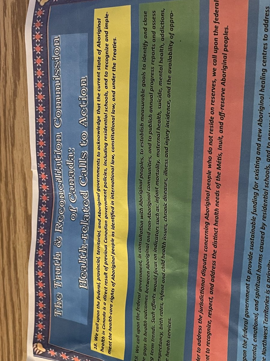 So this is a handout nurses receive during orientation at either the Pasqua or the General hospitals. They are required to review and learn it. So far every nurse I have asked about it they have no idea what it is. There is a huge gap in understanding that needs to be addressed.