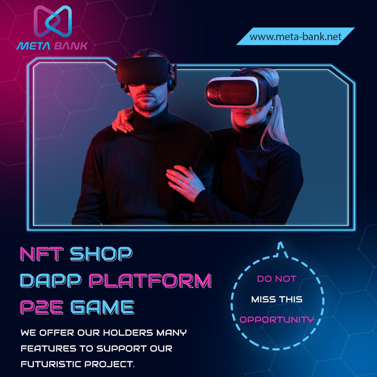 NFT shop, Dapp platform, p2e game and more coming. lets not forget 7% usdt reward and low mc, no team tokens. our fairlaunch start in 6 day don't miss it : pinksale.finance/launchpad/0xB9…

<a href="/MetaBankTraders/">Meta Bank</a>