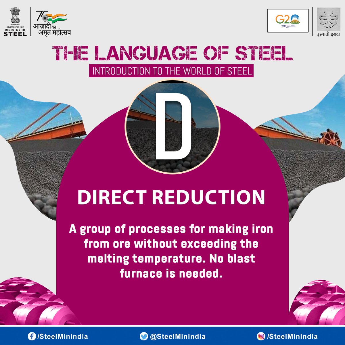 SteelMinIndia's tweet photo. Let's learn about the language of steel. 

#LanguageofSteel #WordOfTheDay #DirectReduction #IspatiGyan #IspatiIrada https://t.co/y89A81WwuC