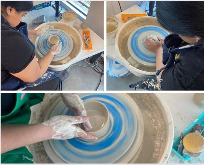 SHMSTC's tweet photo. Ceramics: Students wheel throwing in art classes! #TigersCreate #TigersCraft #TigerSkills @SamHoustonLMC https://t.co/1zY8T7PPuY