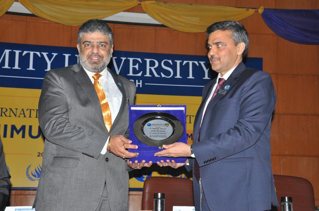 Neerajpalau's tweet photo. I had an incredible experience presenting these awards at #AMIMUN @AmityUni to the incredible faculty members. #AMIMUN #AmityUniversity #ModelUnitedNations @UN @janjuamehak @AnilSehrawat78 https://t.co/su3V8QpFfI
