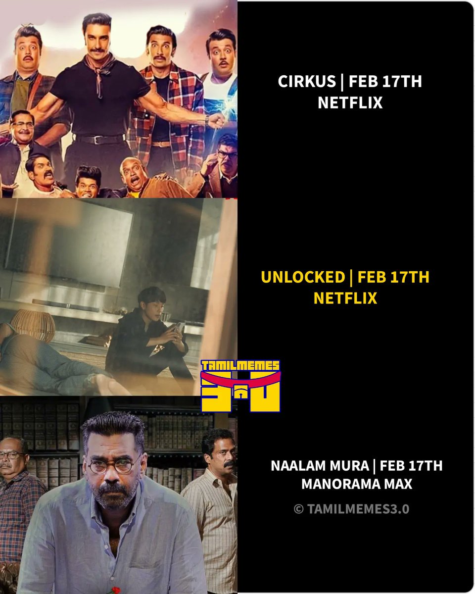 Ott releases 🎬💥

#lost | #Sadanannunadipe |  #ohmyghost | #Gallodu | #kalyanamkamaneeyam | #LuckyLakshman | #cirkus | #unlocked #4aammura