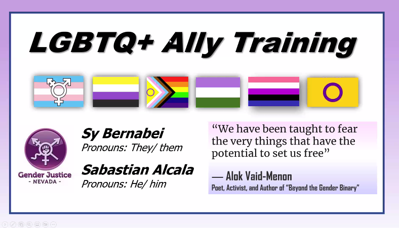 BattleBornProg's tweet photo. Getting ready for our next #ProgressiveUniversity with @GenderJusticeNV on how to be an #LGBNTQ+ ally! 🏳️🌈🏳️⚧️ https://t.co/z1GDL3sGMF