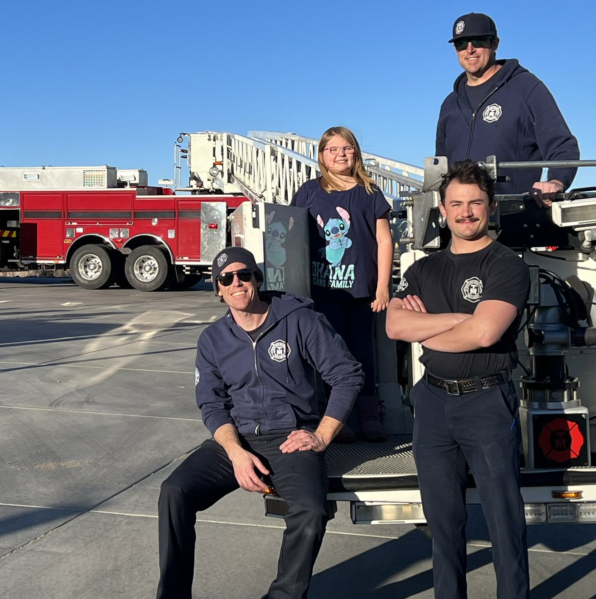 TMFPD's tweet image. We were thrilled to have a visit from Lauren at Station 33 (Foothill) who stopped by and delivered muffins to our #TMFR Firefighters. We appreciated the chance to showcase Ladder 33.  Thank you Lauren! #FutureFirefighter #FireFamily