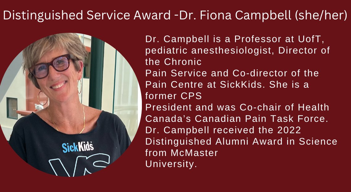 Canadian Pain Society (@canadianpain) on Twitter photo Congratulations <a href="/DrFCampbell/">Fiona Campbell, MD</a> for being selected as the recipient of the Distinguished Service Award! Congratulations <a href="/DrFCampbell/">Fiona Campbell, MD</a> for being selected as the recipient of the Distinguished Service Award!