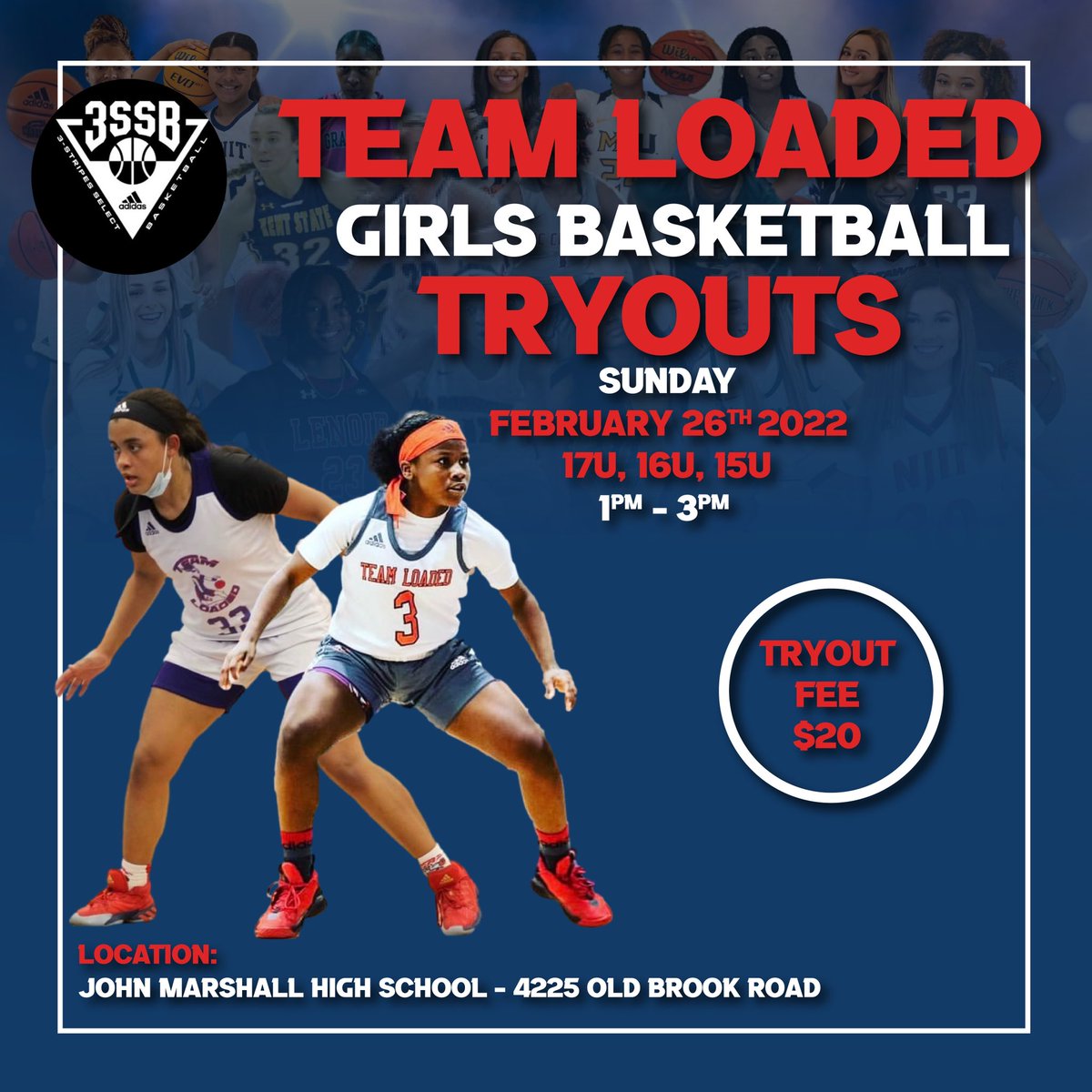 Loaded_Gurlz's tweet photo. 🏀Team Loaded Tryouts🏀
🗓️February 26th
⏰1pm-3pm
🏠John Marshall High School
4225 Old Brook Road
Richmond, Va 23227
#LadyLoaded #3SSB https://t.co/sjKYBrSseC