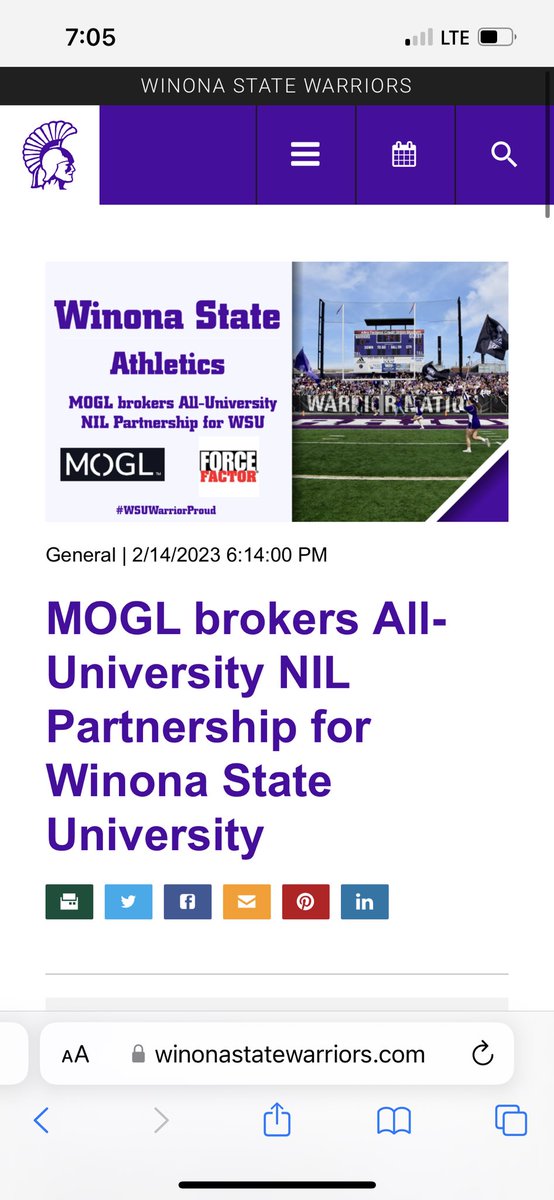 Big time announcement out of the WSU Athletic Department today. Check out the link below to learn more about NIL and how it benefits our student athletes. #warriors winonastatewarriors.com/news/2023/2/14…