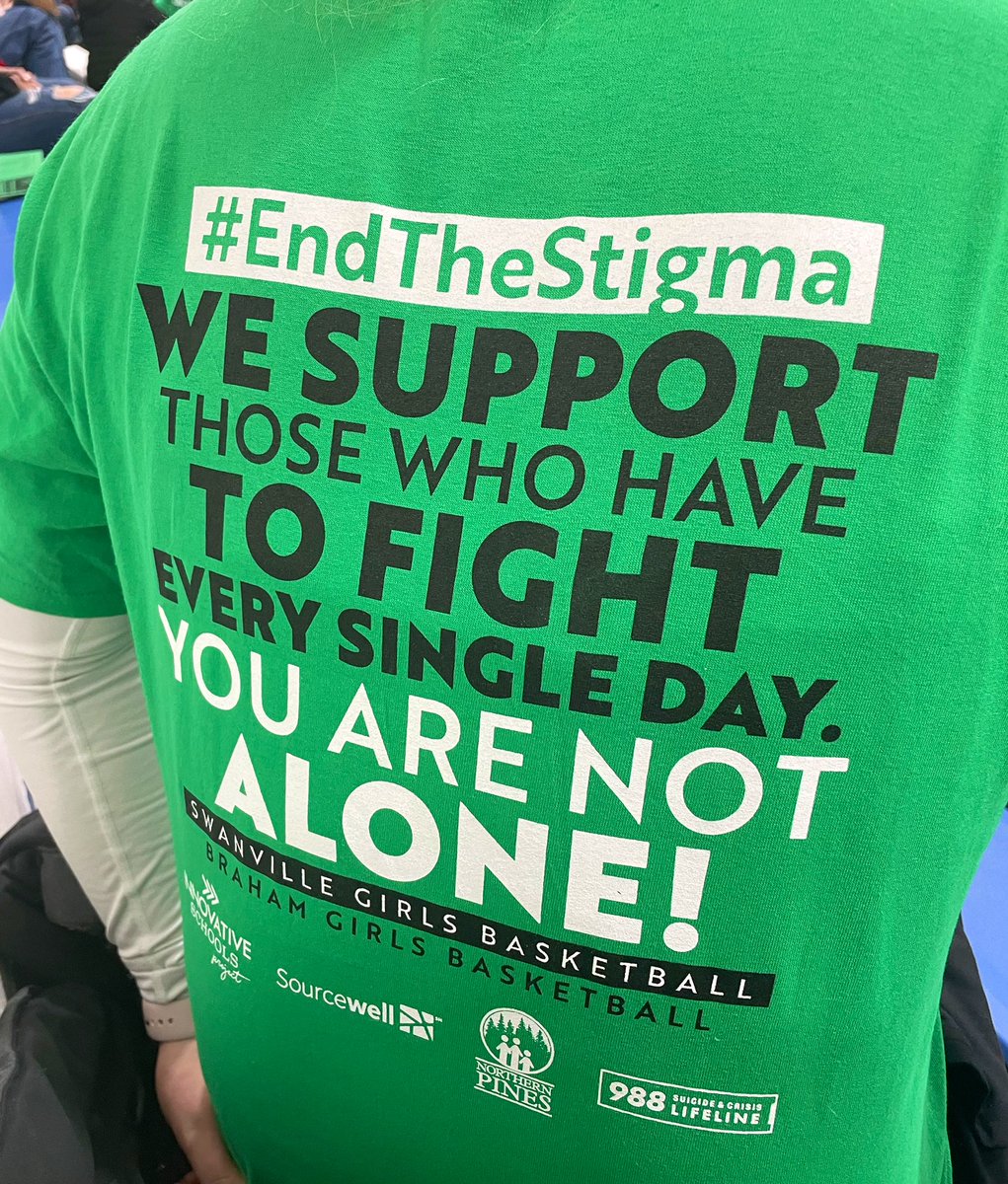 In efforts to raise awareness surrounding mental health we provided every single student, staff, board members a free shirt! Sharing a great message all throughout the school &amp; community💚 #endthestigma #SwanvilleSchools