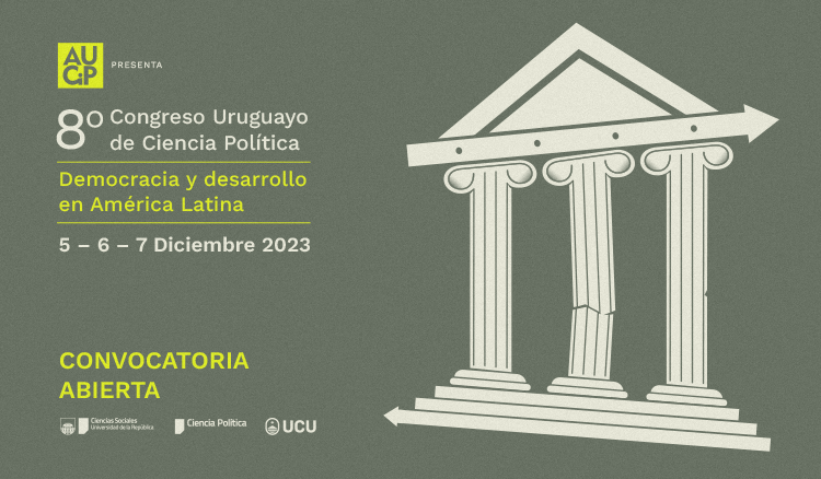 AUCiP's tweet photo. 📢👉 Últimos días para la presentacion de ponencias al VIII Congreso Uruguayo de Ciencia Política.  Democracia y desarrollo en Am��rica Latina.  
📅5 al 7 de diciembre de 2023.
📆Recepción de ponencias hasta el 6/7/2023 👉 https://t.co/jkrJcvhS8l https://t.co/7QIcxUPaTl https://t.co/ry3B9dk7ix