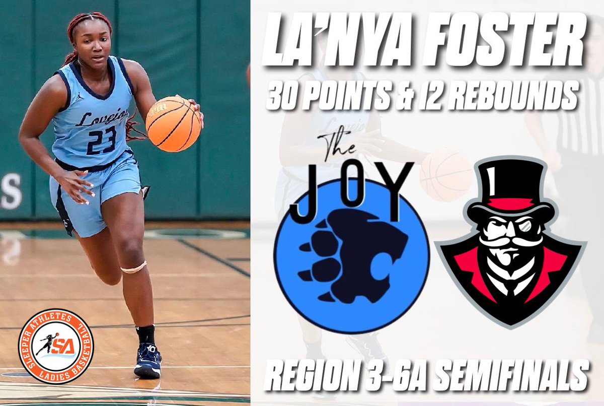 Sleeper Athletes Ladies Basketball (@sathleteslbb) on Twitter photo #Lovejoy HS (GA) & #AustinPeay #Governors commit 2023 G La’Nya Foster (<a href="/tharealnyaaa/">La’Nya Foster</a>) had a double double tonight finishing with 30 points and 12 rebounds vs #Rockdale
<a href="/Young_CoachB/">Brittany Young</a> <a href="/Coach__RAZOR/">Nicole Razor</a> <a href="/TadWedel/">Tad Wedel</a> <a href="/GovsWBB/">Austin Peay Women's Basketball</a> #Lovejoy HS (GA) & #AustinPeay #Governors commit 2023 G La’Nya Foster (<a href="/tharealnyaaa/">La’Nya Foster</a>) had a double double tonight finishing with 30 points and 12 rebounds vs #Rockdale
<a href="/Young_CoachB/">Brittany Young</a> <a href="/Coach__RAZOR/">Nicole Razor</a> <a href="/TadWedel/">Tad Wedel</a> <a href="/GovsWBB/">Austin Peay Women's Basketball</a>
