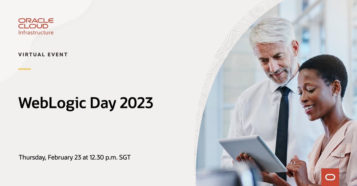 jp_manian's tweet image. Are you an #OracleWebLogic Server customer? Join us in this event to  understand the product roadmaps and gain the latest product info. social.ora.cl/60163WlUw