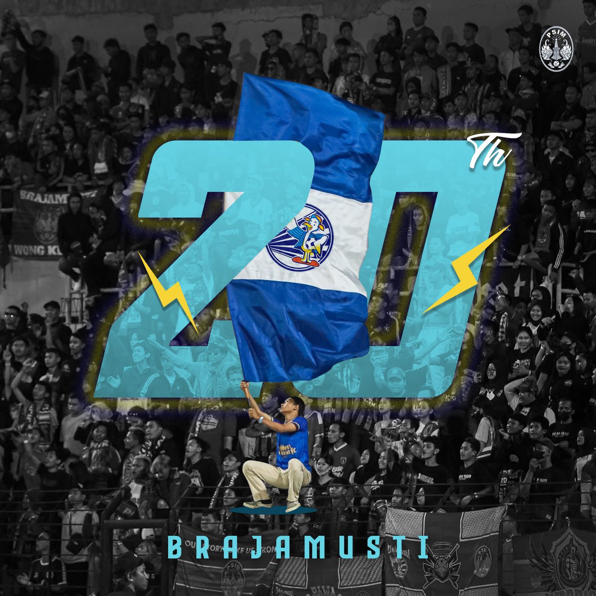 PSIMJOGJA's tweet photo. Terima kasih untuk segala dukungan yang telah diberikan selama dua dekade mengawal perjuangan para penggawa Laskar Mataram di medan laga. Semoga semakin dewasa dan tetap setia menemani perjalanan kami. Selamat ulang tahun ke-20, Brajamusti!💙

#20thBrajamusti
#LaskarMataram
#AYDK https://t.co/n8NvvcaOaT
