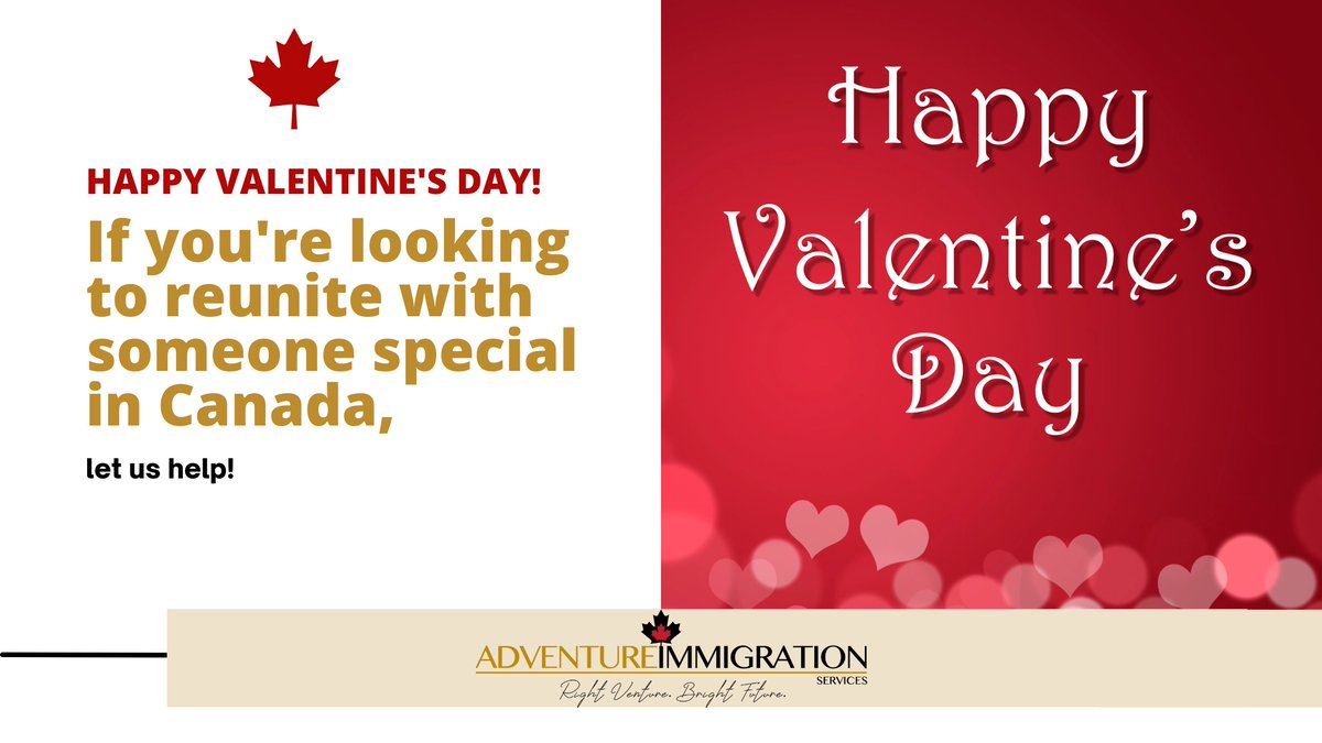 ❤️Happy Valentine's Day!❤️
Let's make sure we always stay close to our loved ones and spread some extra love today. 
If you're looking to reunite with someone special in Canada, let us help!
LINK: adventureimmigration.com/how-to-bring-y…
💕🇨🇦❤️  #ValentinesDay2020  #LoveIsInTheAir 🚪🤗