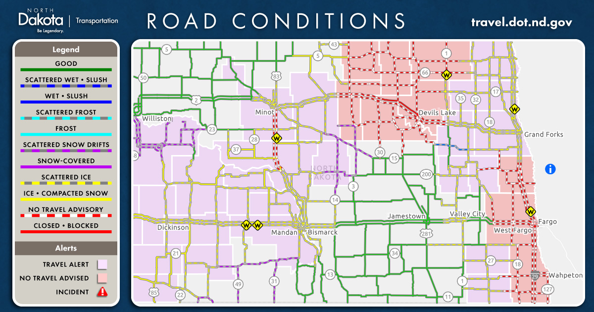 NDDOT on Twitter "UPDATED (Feb. 14, 745 p.m.) A portion of Highway 2