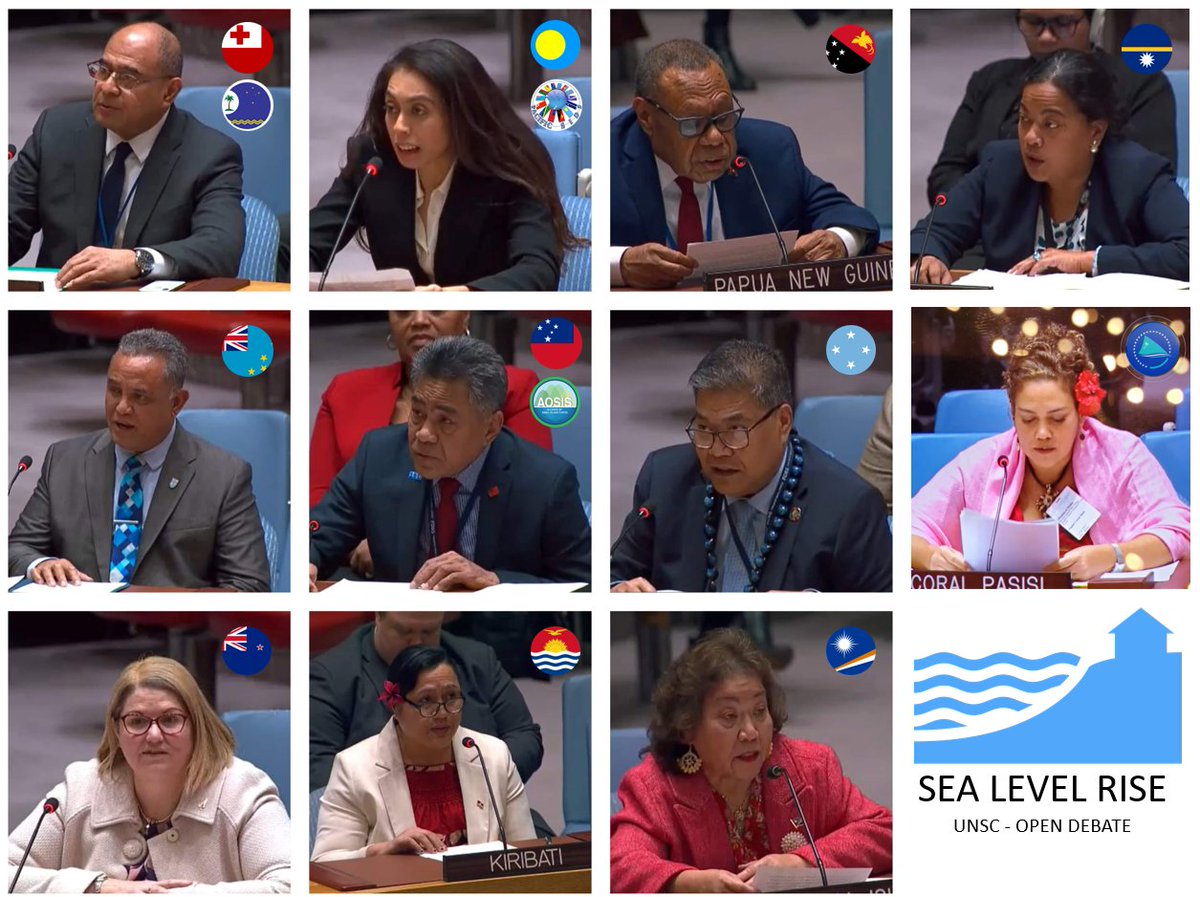 The Pacific Region showed up in full force at todays #UNSC Open-Debate on Sea-level rise: implications for international peace and security convened by the UNSC President @MaltaUNMission.