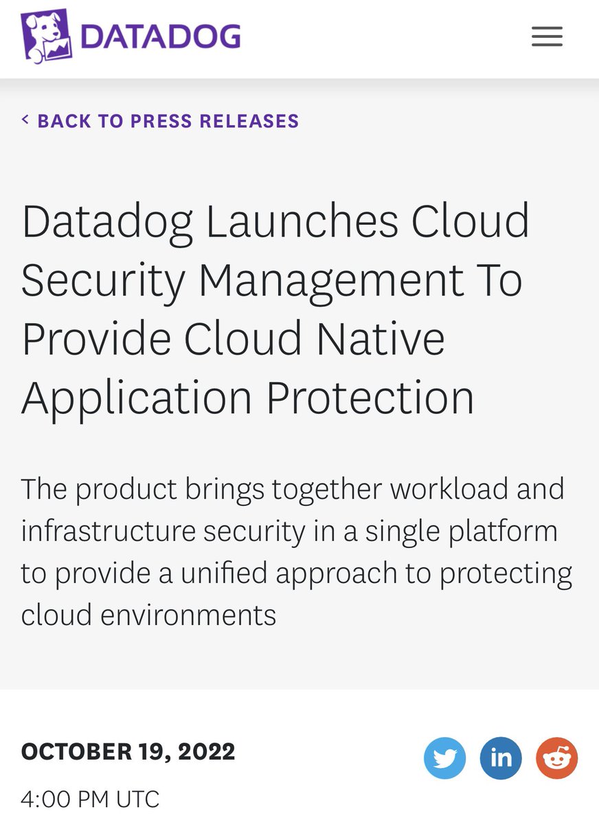 anuj_kapur's tweet photo. @InvestiAnalyst To @sv_techie QQ. #CloudSIEM is most advanced product. Tied to original play of being an A+ monitoring and observability platform targeting $SPLK and $ESTC.
#CSPM launched in 2021 and integrated into Workload Security in late 2022. So yes, they are behind $PANW #BridgeCrew https://t.co/96Yz0MSkbC
